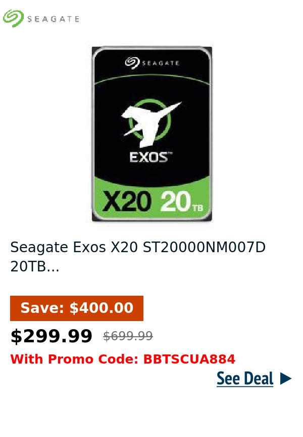 Seagate Exos X20 ST20000NM007D 20TB...