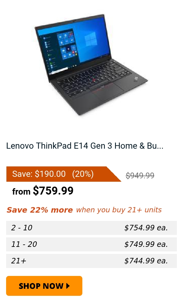 Lenovo ThinkPad E14 Gen 3 Home & Bu...