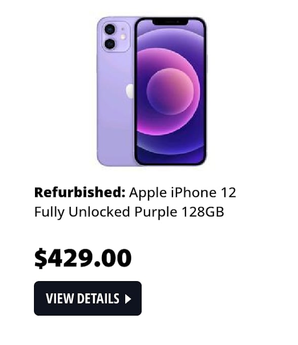 Refurbished: Apple iPhone 12 Fully Unlocked Purple 128GB