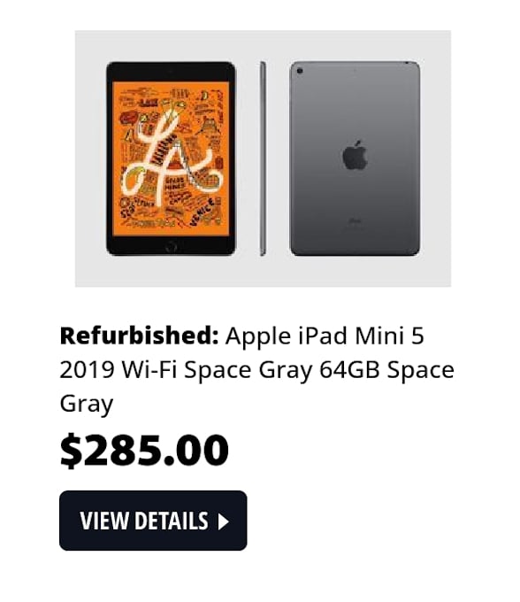 Refurbished: Apple iPad Mini 5 2019 Wi-Fi Space Gray 64GB Space Gray