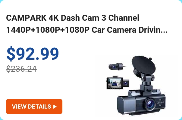 CAMPARK 4K Dash Cam 3 Channel 1440P+1080P+1080P Car Camera Driving