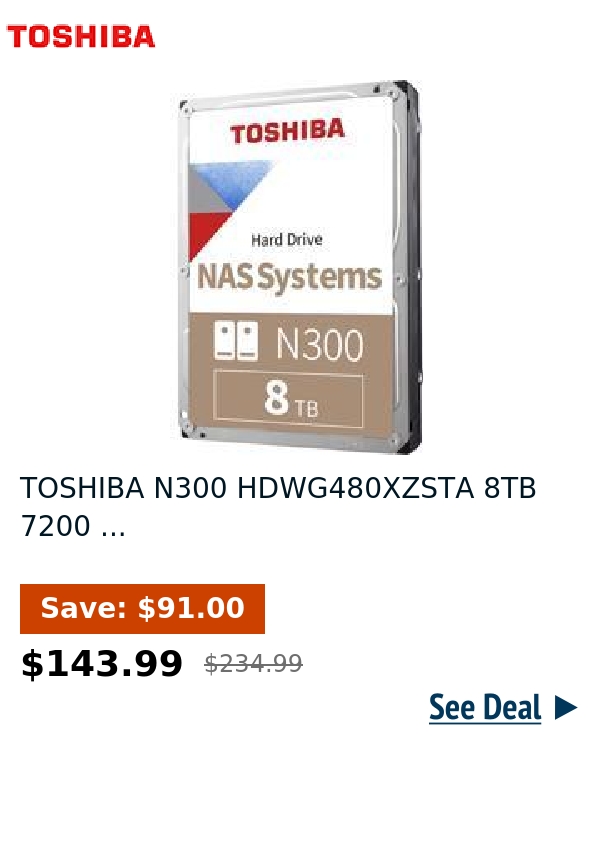 TOSHIBA N300 HDWG480XZSTA 8TB 7200 ...