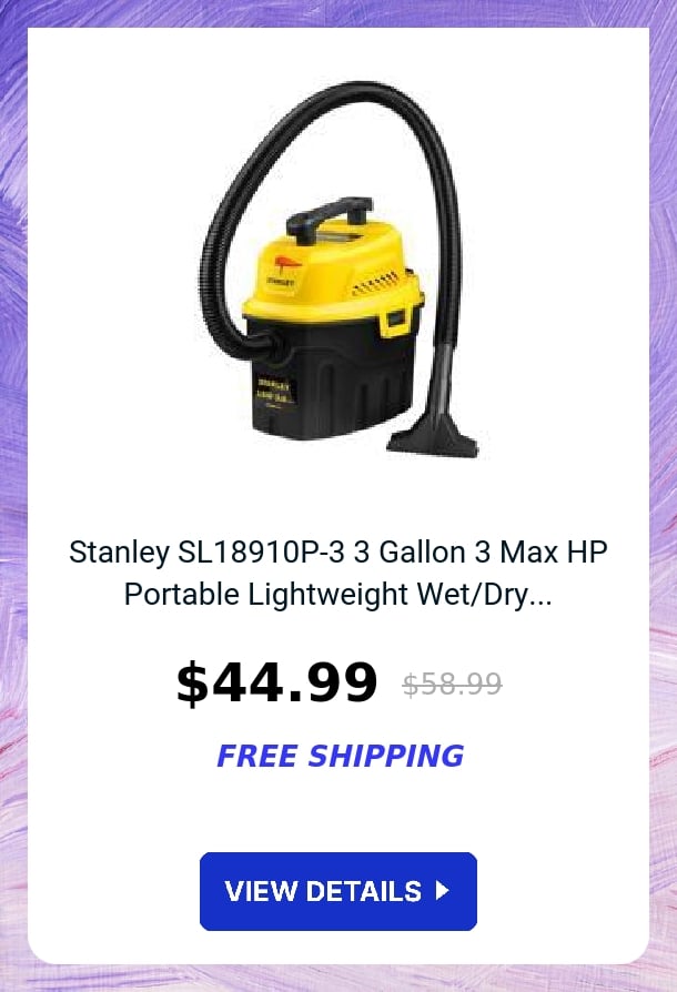 Stanley SL18910P-3 3 Gallon 3 Max HP Portable Lightweight Wet/Dry...