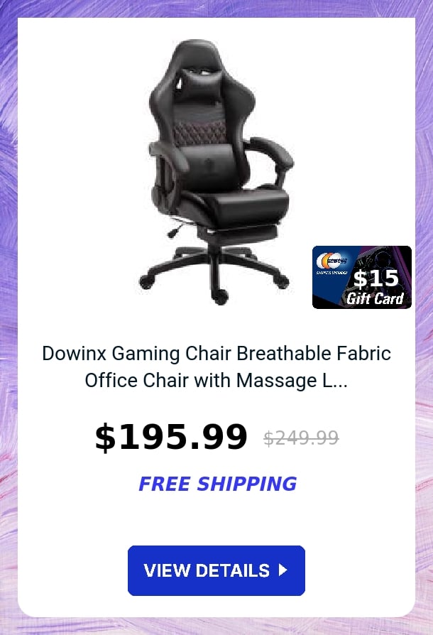 Dowinx Gaming Chair Breathable Fabric Office Chair with Massage L...