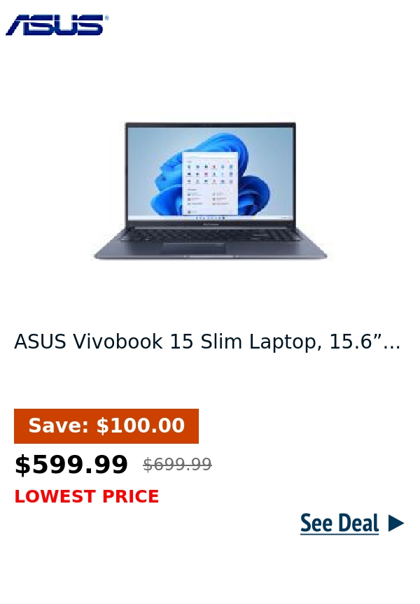 ASUS Vivobook 15 Slim Laptop, 15.6”...