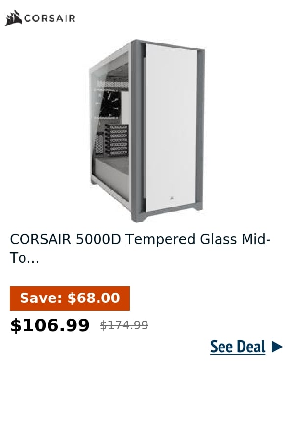 CORSAIR 5000D Tempered Glass Mid-To...