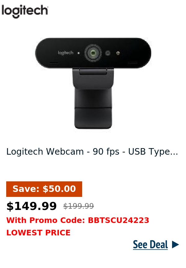 Logitech Webcam - 90 fps - USB Type...