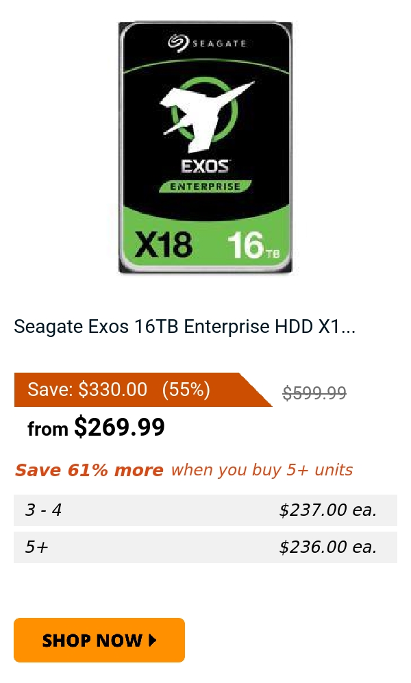 Seagate Exos 16TB Enterprise HDD X1...