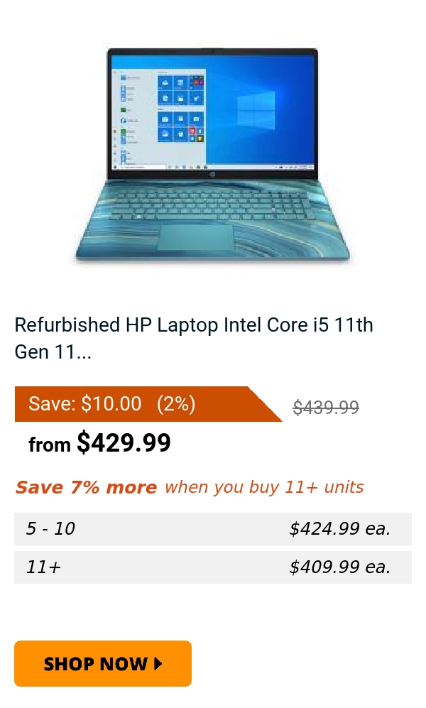 Refurbished HP Laptop Intel Core i5 11th Gen 11...