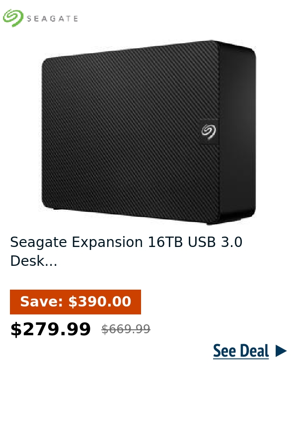 Seagate Expansion 16TB USB 3.0 Desk...