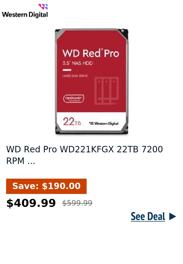 WD Red Pro WD221KFGX 22TB 7200 RPM ...