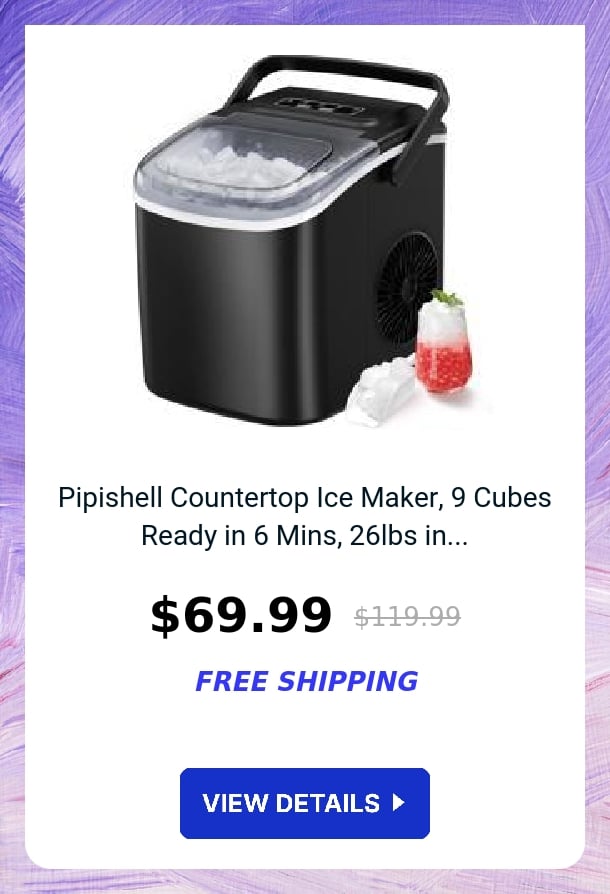 Pipishell Countertop Ice Maker, 9 Cubes Ready in 6 Mins, 26lbs in...