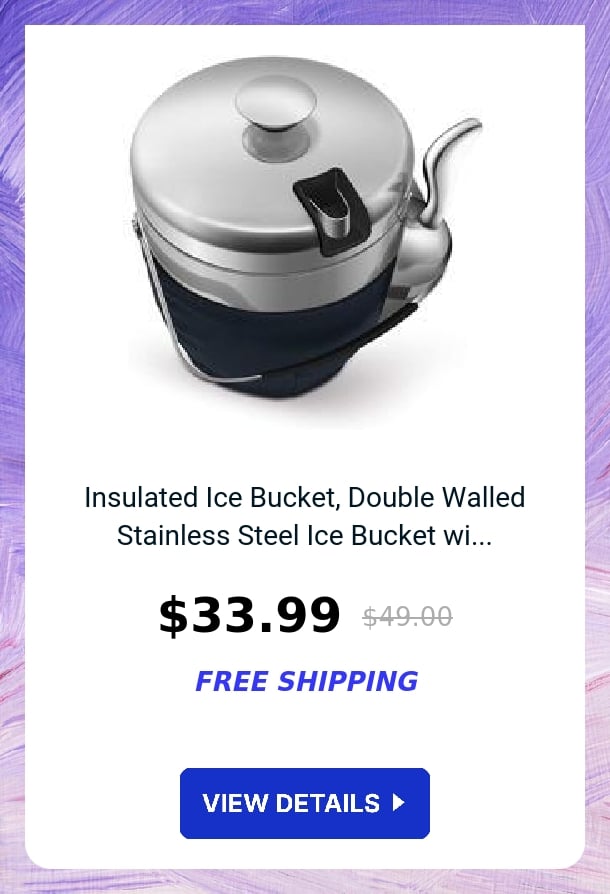 Insulated Ice Bucket, Double Walled Stainless Steel Ice Bucket wi...