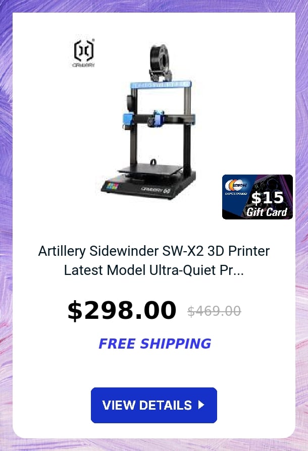 Artillery Sidewinder SW-X2 3D Printer Latest Model Ultra-Quiet Pr...