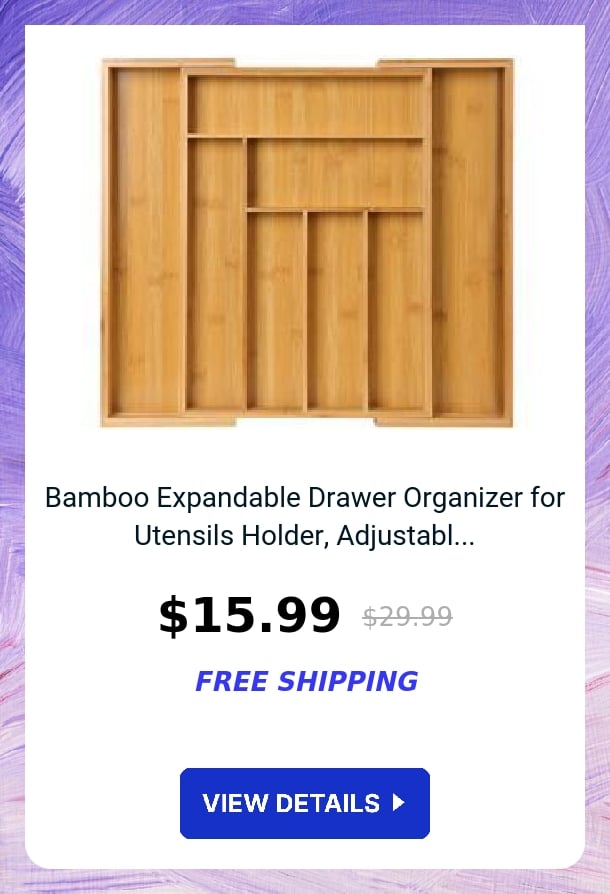 Bamboo Expandable Drawer Organizer for Utensils Holder, Adjustabl...