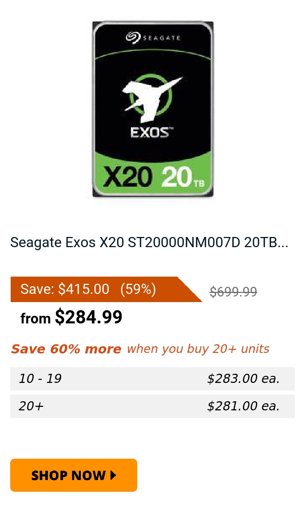 Seagate Exos X20 ST20000NM007D 20TB...