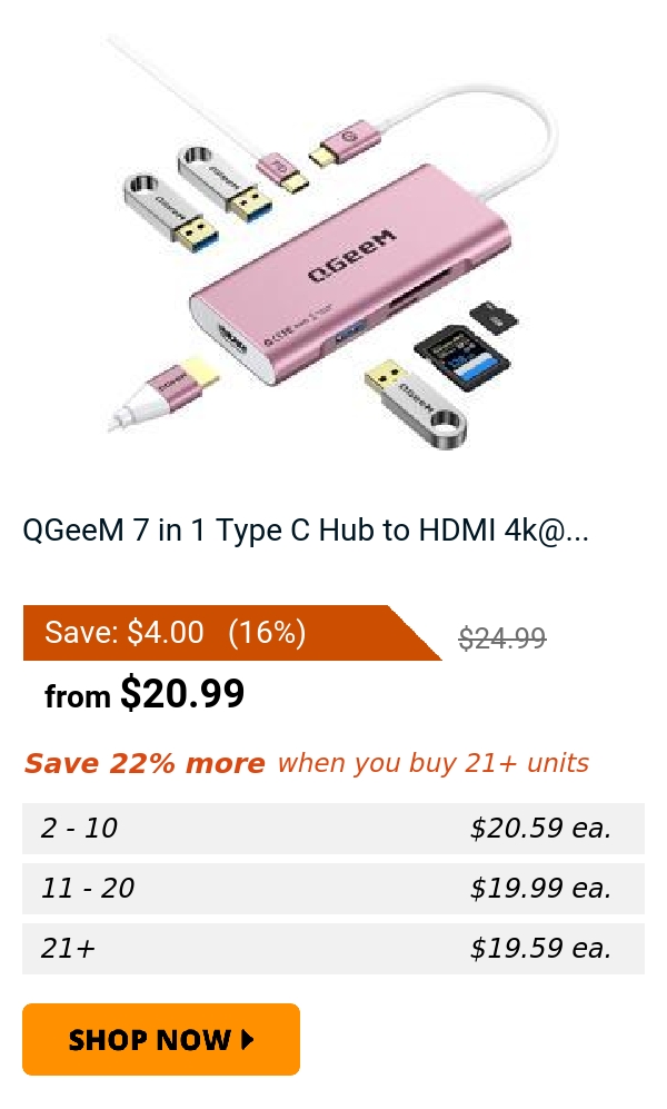 QGeeM 7 in 1 Type C Hub to HDMI 4k@...