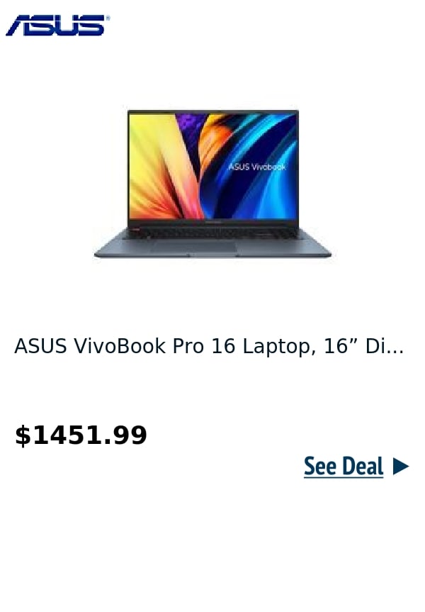 ASUS VivoBook Pro 16 Laptop, 16” Di...