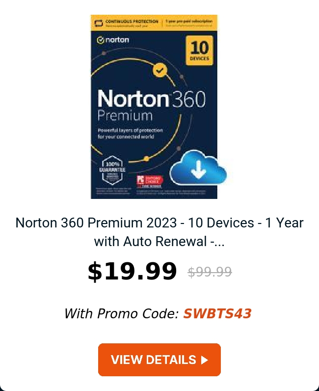 Norton 360 Premium 2023 - 10 Devices - 1 Year with Auto Renewal -...
