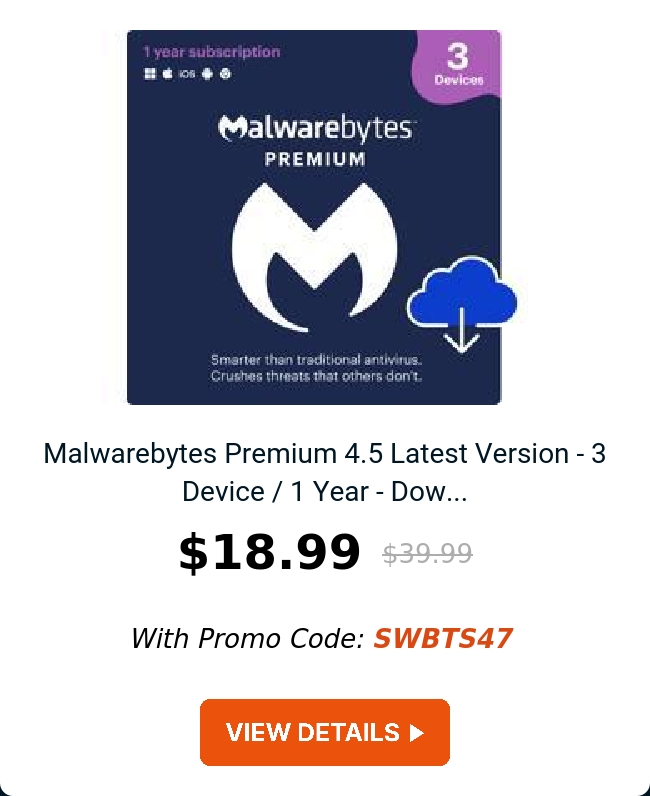 Malwarebytes Premium 4.5 Latest Version - 3 Device / 1 Year - Dow...