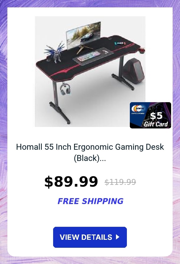 Homall 55 Inch Ergonomic Gaming Desk (Black)...