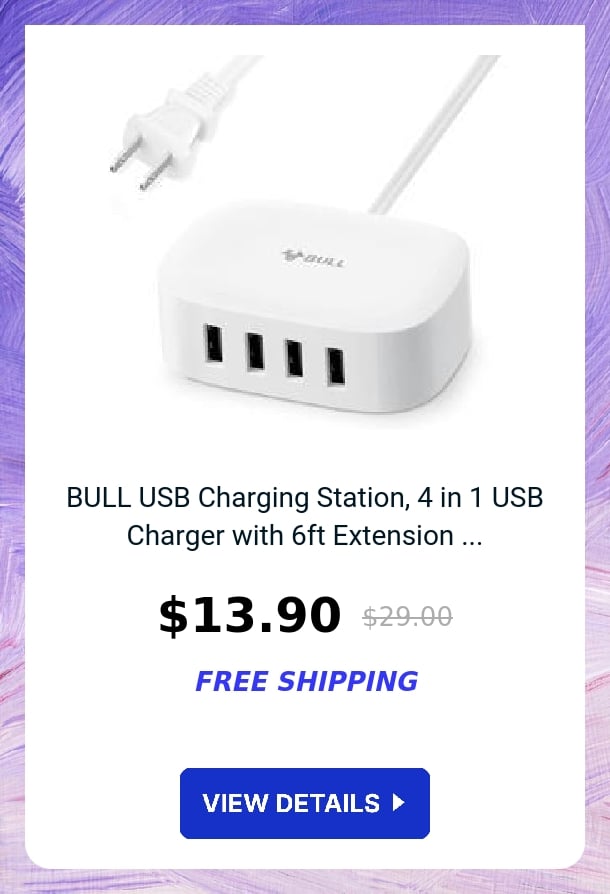 BULL USB Charging Station, 4 in 1 USB Charger with 6ft Extension ...