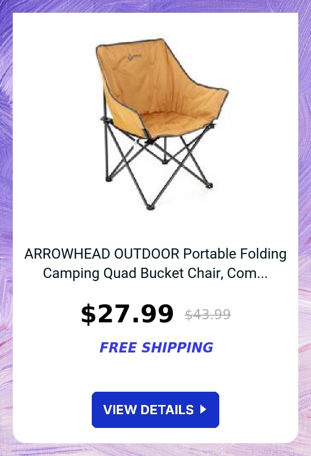 ARROWHEAD OUTDOOR Portable Folding Camping Quad Bucket Chair, Com...