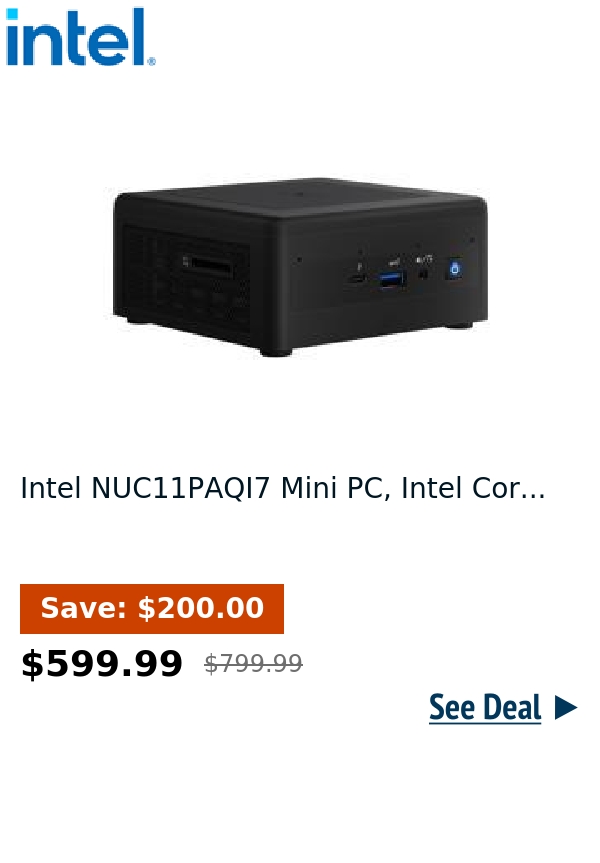 Intel NUC11PAQI7 Mini PC, Intel Cor...