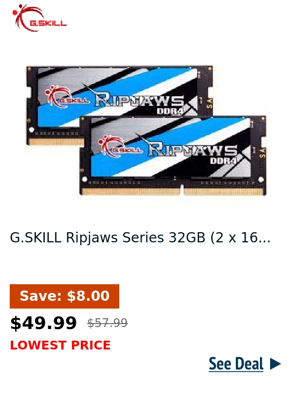 G.SKILL Ripjaws Series 32GB (2 x 16...