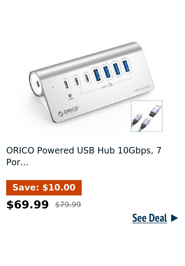 ORICO Powered USB Hub 10Gbps, 7 Por...