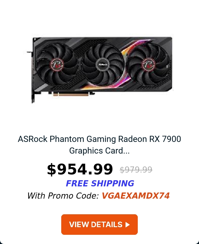 ASRock Phantom Gaming Radeon RX 7900 Graphics Card...