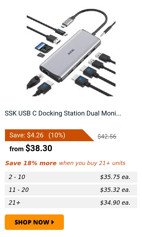 SSK USB C Docking Station Dual Moni...