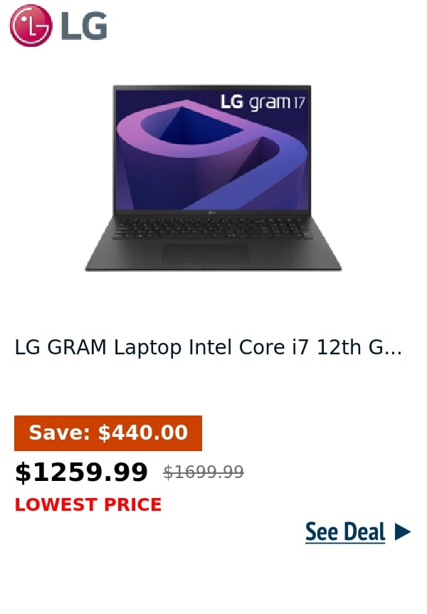 LG GRAM Laptop Intel Core i7 12th G...