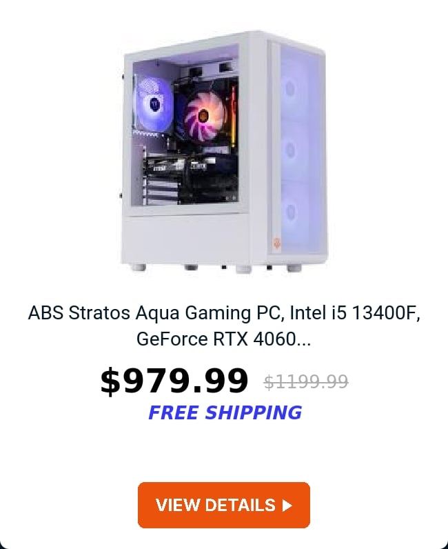 ABS Stratos Aqua Gaming PC, Intel i5 13400F, GeForce RTX 4060...