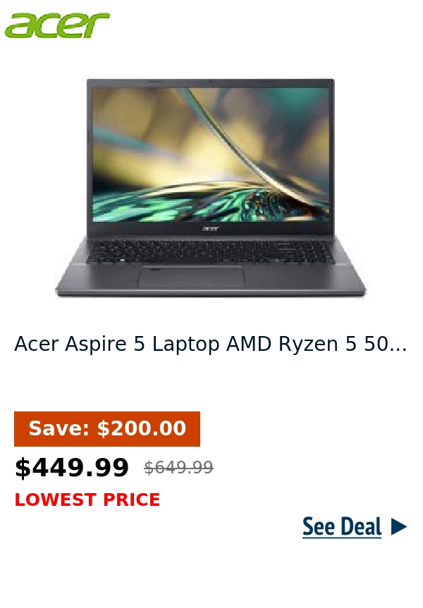 Acer Aspire 5 Laptop AMD Ryzen 5 50...