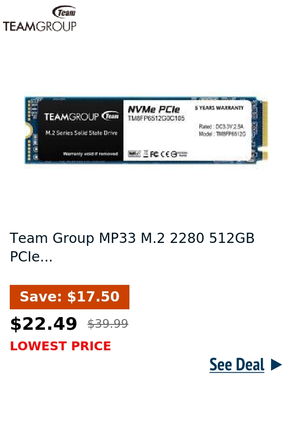 Team Group MP33 M.2 2280 512GB PCIe...