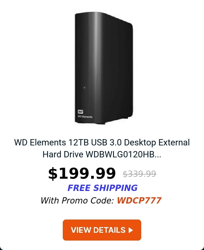 WD Elements 12TB USB 3.0 Desktop External Hard Drive WDBWLG0120HB...