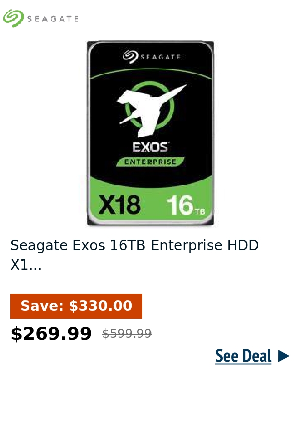 Seagate Exos 16TB Enterprise HDD X1...