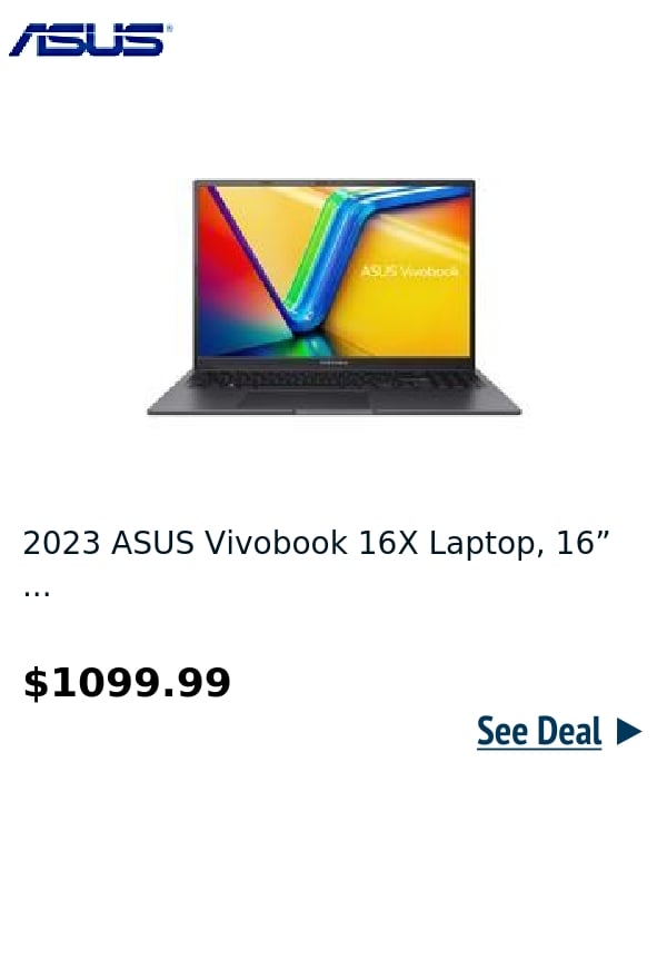 2023 ASUS Vivobook 16X Laptop, 16” ...