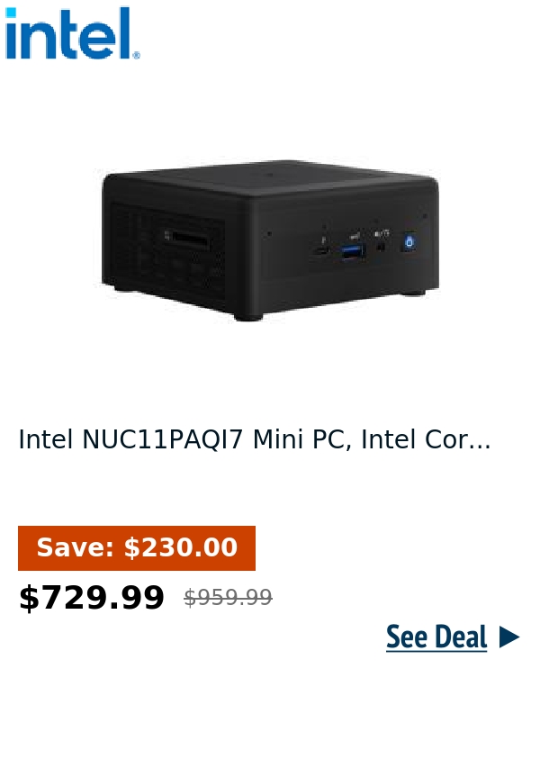 Intel NUC11PAQI7 Mini PC, Intel Cor...