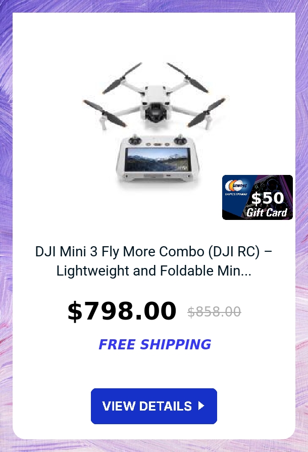 DJI Mini 3 Fly More Combo (DJI RC) – Lightweight and Foldable Min...