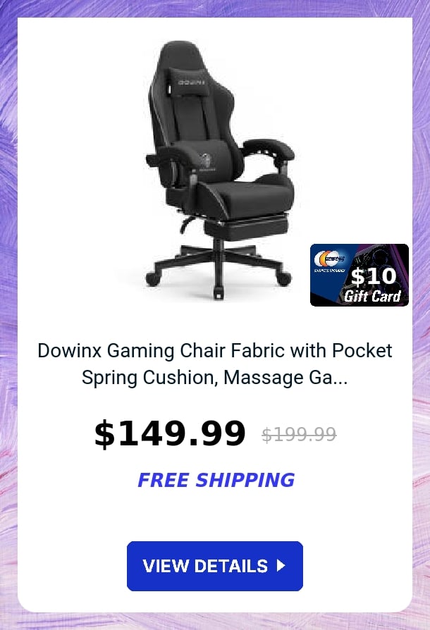 Dowinx Gaming Chair Fabric with Pocket Spring Cushion, Massage Ga...