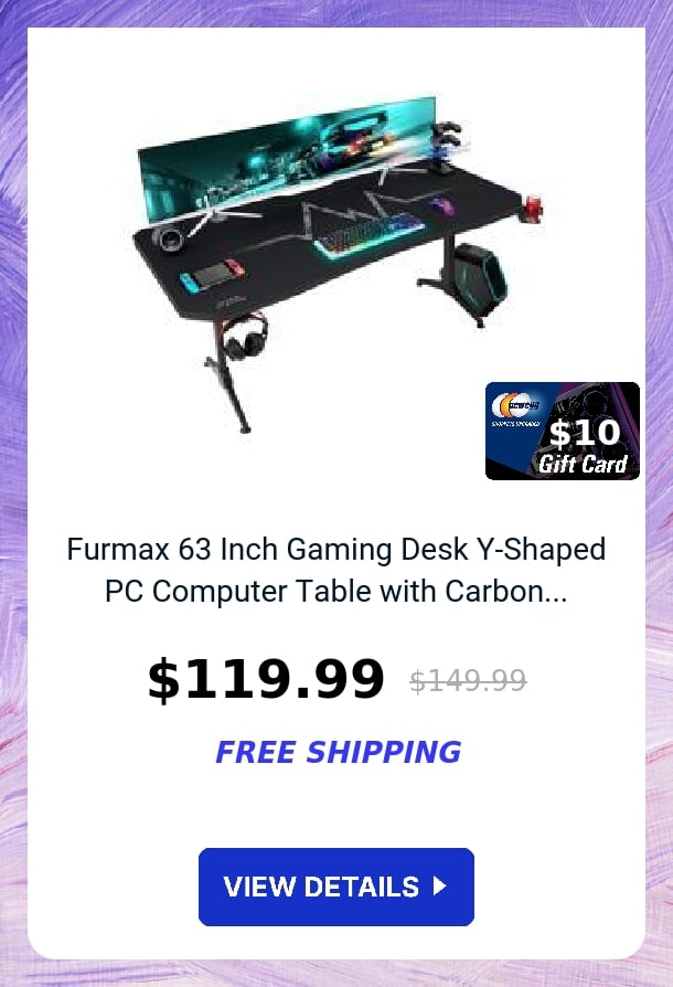 Furmax 63 Inch Gaming Desk Y-Shaped PC Computer Table with Carbon...