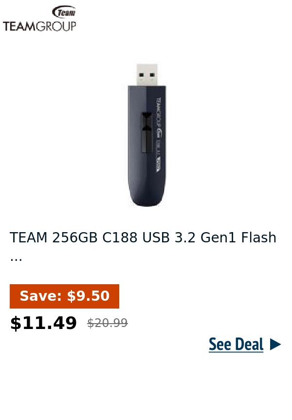 TEAM 256GB C188 USB 3.2 Gen1 Flash ...