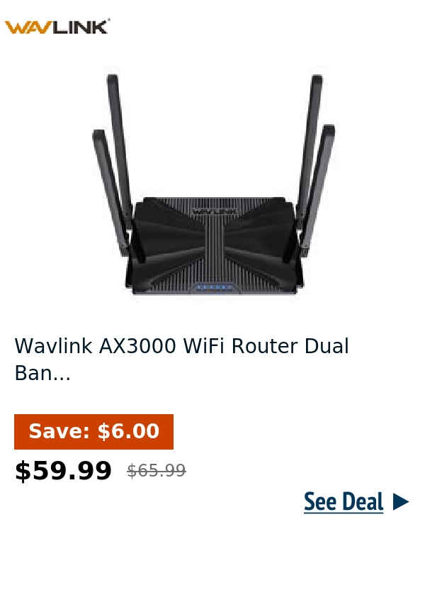 Wavlink AX3000 WiFi Router Dual Ban...