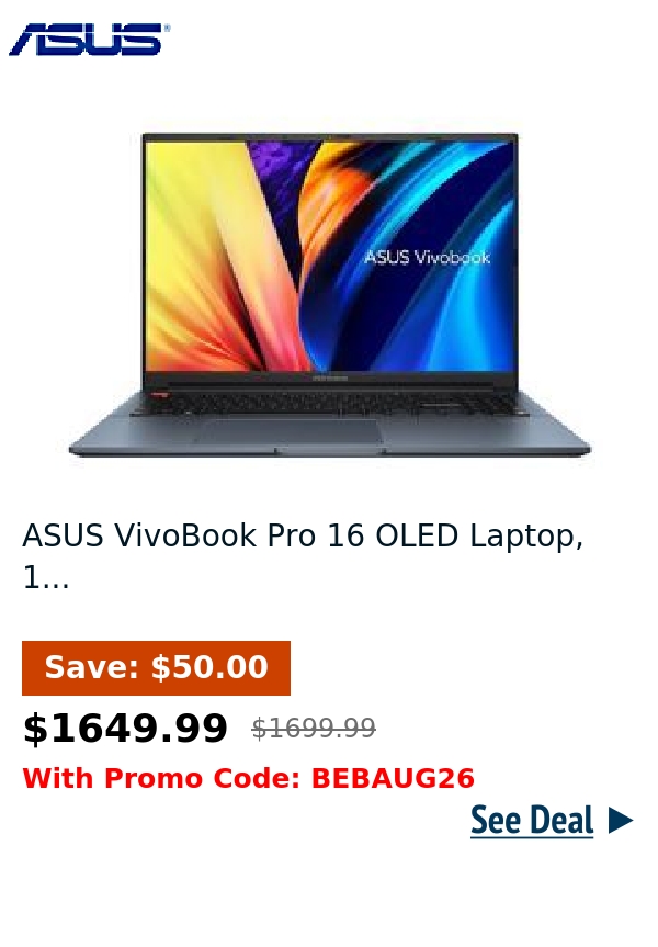 ASUS VivoBook Pro 16 OLED Laptop, 1...