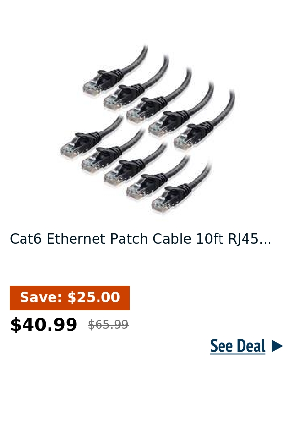 Cat6 Ethernet Patch Cable 10ft RJ45...