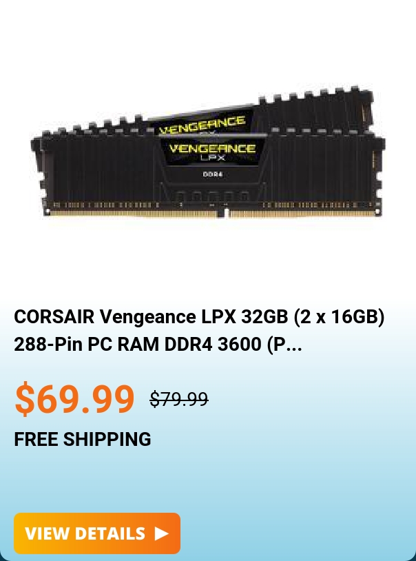 CORSAIR Vengeance LPX 32GB (2 x 16GB) 288-Pin PC RAM DDR4 3600