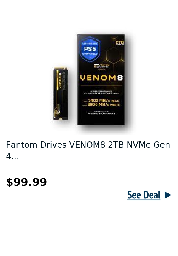 Fantom Drives VENOM8 2TB NVMe Gen 4...