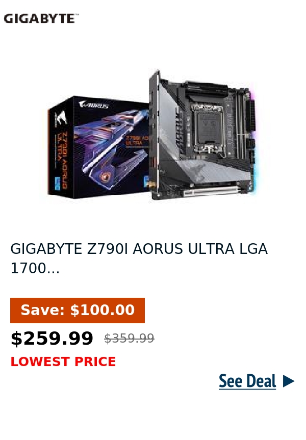 GIGABYTE Z790I AORUS ULTRA LGA 1700...